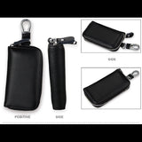 Genuine Leather Man Key Wallets Short Square Cowhide ID Card Holder Zipper Multi-function Car Keychain Housekeeper Key Organizer