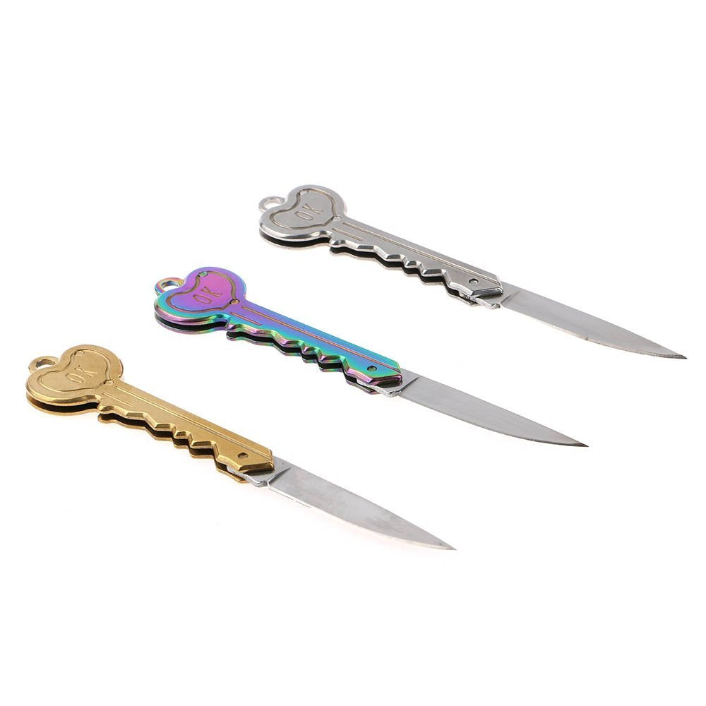 Mini Key Knife Letter Camp Outdoor Keyring Ring Keychain Fold Open Opener Pocket Package Survive gadget Multi Tool Blade Box kit Main image