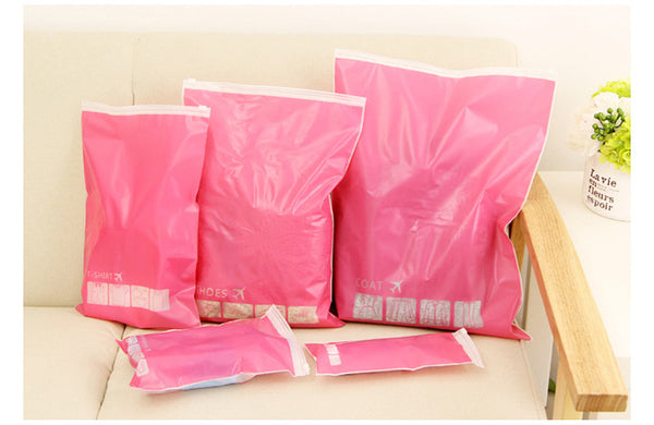 8 PCS/set Cartoon Travel Organizer Clothing Storage Bag Zip Lock Plastic Bags Waterproof Garment Shoe Sock Luggage Bag Y119