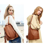Women's Leather Backpack Large Capacity School Bag For Teenager Girls Travel Bags Anti Theft Backpack Mochila Feminina Bolsa