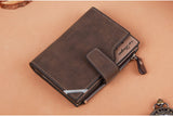 Men's Wallet Leather Short Carteira Vertical Locomotive British Casual Multi-function Card Bag Zipper Buckle Triangle Folding