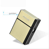 Anpro 2-in-1 Cigarette Case Box USB Rechargeable Lighter for Smoking Flameless Aluminum Alloy Windproof Lighter