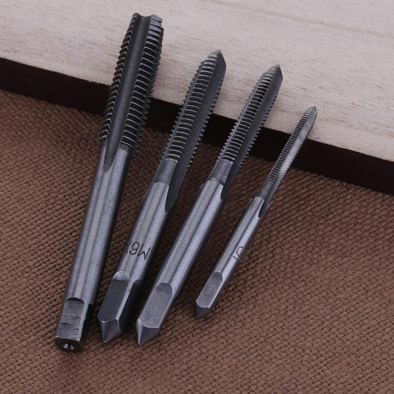 6pcs T-type Machine Hand Screw Tap Wrench M3/M4/M5/M6/M8 Tap Die Set Straight Fluted Screw Thread Metric Plug Tap Drill