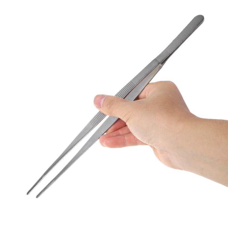 5 Sizes Toothed Tweezers Barbecue Stainless Steel Long Food Tongs Straight Home Medical Tweezer Garden Kitchen BBQ Tool