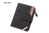 Men's Wallet Leather Short Carteira Vertical Locomotive British Casual Multi-function Card Bag Zipper Buckle Triangle Folding