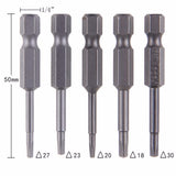 5Pcs/Set Anti Slip Magnetic Triangle Head Screwdriver Bit 1/4" S2 Steel Hex Shank Electric Power Tool Accessories 50mm