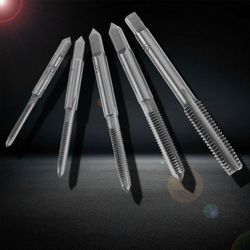 6pcs T-type Machine Hand Screw Tap Wrench M3/M4/M5/M6/M8 Tap Die Set Straight Fluted Screw Thread Metric Plug Tap Drill Main image