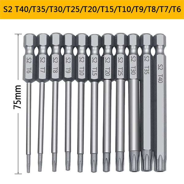 11pcs 12pcs Security Bit Set Tamper Proof Screwdriver Drill Bit Screw Driver Bits Torx Flat Head 1/4"  Hex Driver Bits