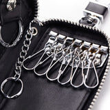 Genuine Leather Man Key Wallets Short Square Cowhide ID Card Holder Zipper Multi-function Car Keychain Housekeeper Key Organizer