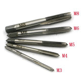 6pcs 3F Hand Screw Thread Metric Plug Tap Set M3 M4 M5 M6 M8 with Adjustable Tap Wrench 1/16-1/4"