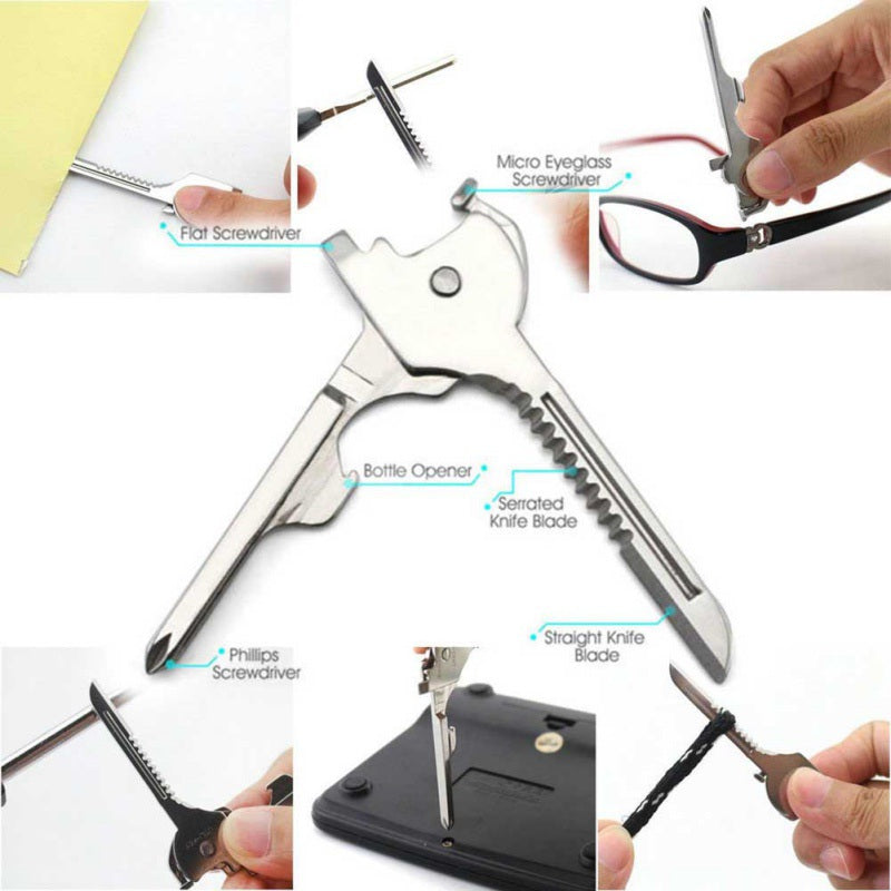 6 in1 Stainless Steel EDC Multi tool Keychain Utiliity Camping Swiss Pocket Survival Knife Utili-Key Multi Function Keys Knife
