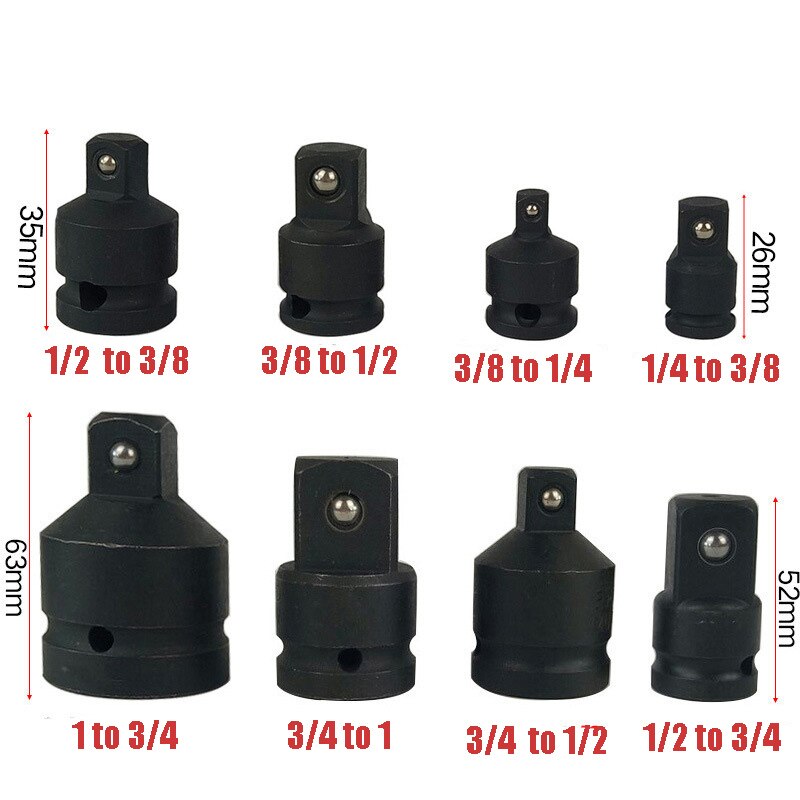 Pneumatic Socket Ratchet Converter Adapter Reducer 1/2 to 3/8 3/8 to 1/4 3/4 to 3/8 3/8 to 1/2 Car Bicycle Garage Repair Tools