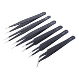 6Pcs Anti-static ESD Stainless Steel Tweezers Maintenance Tools Industrial Precision Curved Straight Tweezers Repair Tools