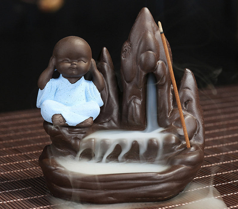 incense Burner Creative Home Decor The Little Monk Small Buddha Censer Backflow Incense Burner Use In house Main image