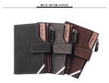 Men's Wallet Leather Short Carteira Vertical Locomotive British Casual Multi-function Card Bag Zipper Buckle Triangle Folding