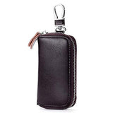 Genuine Leather Man Key Wallets Short Square Cowhide ID Card Holder Zipper Multi-function Car Keychain Housekeeper Key Organizer
