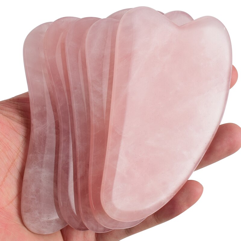 Natural Rose Quartz Guasha Body Massager Facial Back Scraper China Traditional SPA Therapy Health Care Jade Stone Scraping Tool Main image