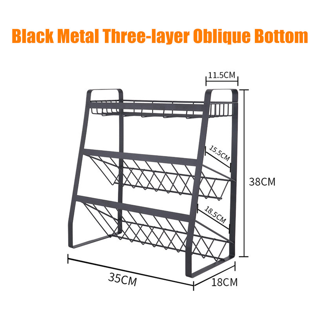 3 Layers Kitchen Spice Rack 304 Stainless Steel Countertop Spice Jars Bottle Shelf Kitchen Organizer Shelf Storage Holder Black