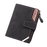 Men's Wallet Leather Short Carteira Vertical Locomotive British Casual Multi-function Card Bag Zipper Buckle Triangle Folding
