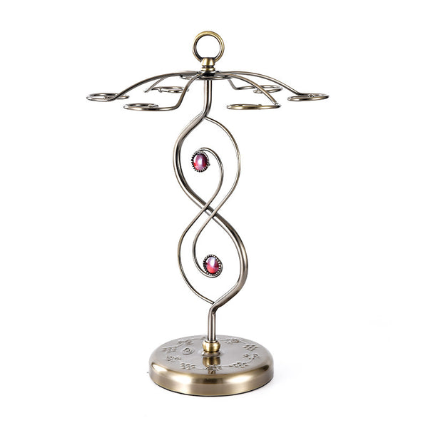 Nordic Style Goblet Holder Wine Cup Rack Red Wine Glass Cup Standing with 6 Hooks Stainless Steel Hanging Drinking Glasses Rack
