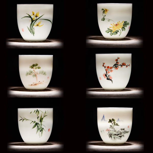 6 PCS/LotTraditional Chinese Tea Cup Ceramic Advanced Porcelain Tea Set Accessories Teacups Drinkware Dropshipping
