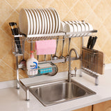 Kitchen stainless steel sink drain rack kitchen shelf DIY dishes cutlery dry drain rack 2 layer storage rack pantry organizer