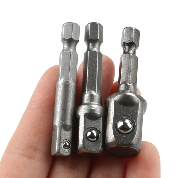 3 PCS Hex Shank Wrench Drive Power Drill Socket Drill Adapter Socket Extension Bit Adaptor Set 1/4 3/8 1/2 screwdriver tools
