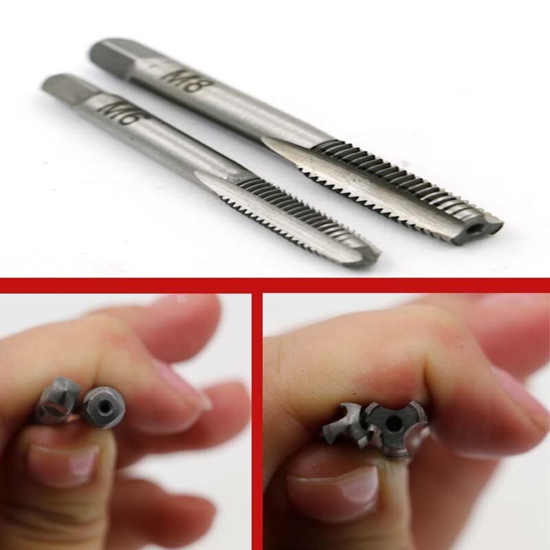 6pcs 3F Hand Screw Thread Metric Plug Tap Set M3 M4 M5 M6 M8 with Adjustable Tap Wrench 1/16-1/4"