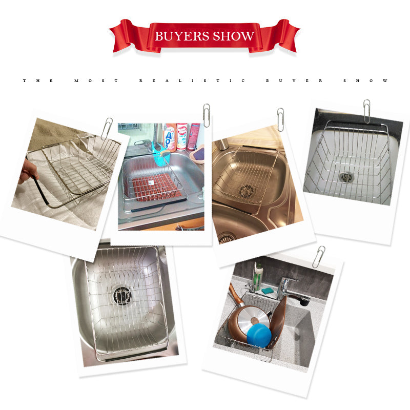 Stainless Steel Vegetables Drain Rack Adjustable Sink Fruit Storage Holder Dish Home Organizer Drying  Kitchen Functional Basket Secondary image