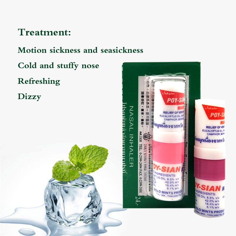 5pcs Thailand Mint Nasal Inhaler Cure Stuffy Nose Rhinitis Nasal Aspirator Bracing Breezy Asthma Refreshing  Aroma Oil Stick