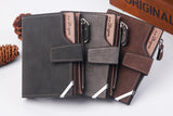 Men's Wallet Leather Short Carteira Vertical Locomotive British Casual Multi-function Card Bag Zipper Buckle Triangle Folding