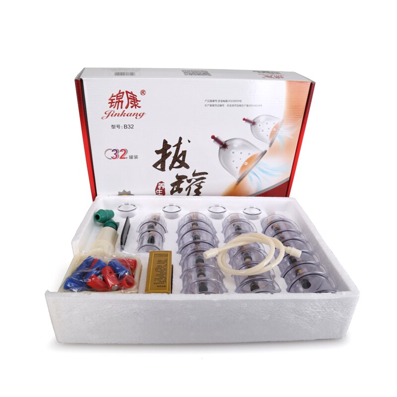 Cheap 32 Pieces Cans cups chinese vacuum cupping kit pull out a vacuum apparatus therapy relax massagers curve suction pumps Main image