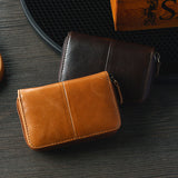 Cow Leather Wallet RFID Business Card Holder Men Zipper Blue Brown Credit Card Wallet carteira Male Portfele Retro tarjetero
