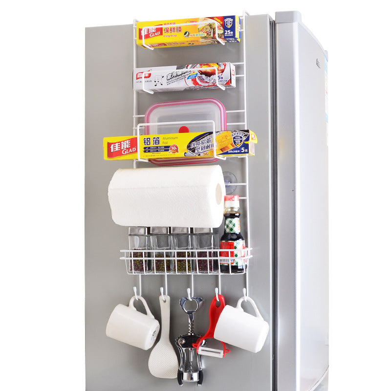 Kitchen multi-functional refrigerator hanger storage shelf for plastic wrap refrigerator side wall kitchen organizers