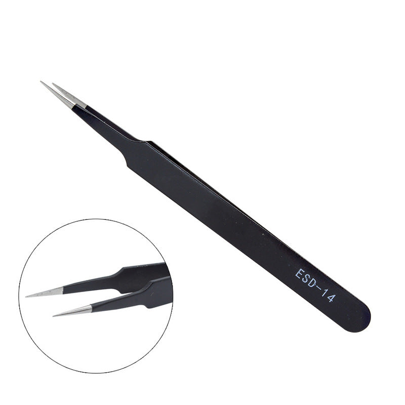 10 model metal anti-static bending straight tip tweezers precision welding  electronic ESD tweezers for soldering smd tool set