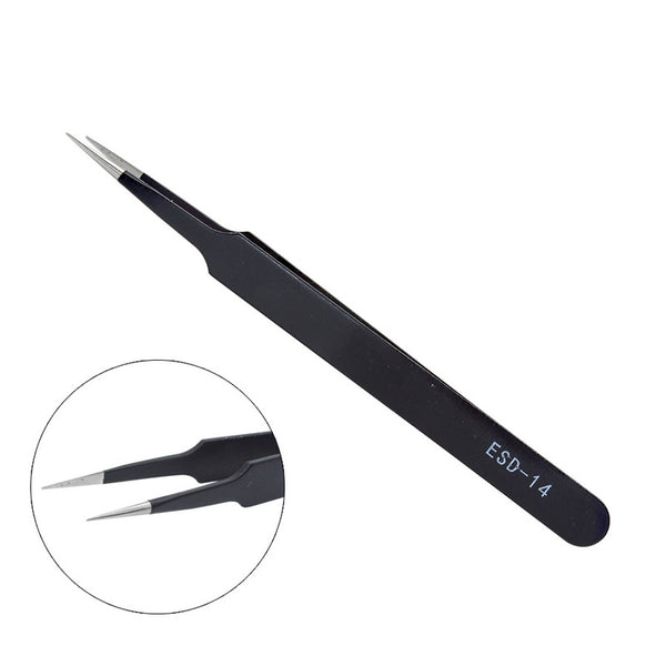 10 model metal anti-static bending straight tip tweezers precision welding  electronic ESD tweezers for soldering smd tool set