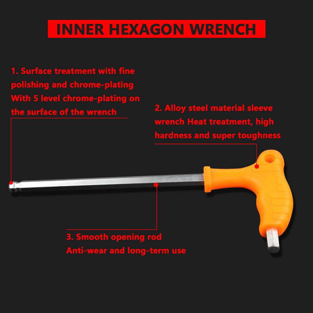 T Handle allen Hex Key Wrench Spanner 2.5/3/4/5/6/8mm High-carbon Steel Inner Hexagon Wrench Hand Tool