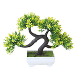 1pc Welcoming Pine Mini Bonsai Simulation Decorative Artificial Flowers Fake Green Pot Plants Ornament Home Desktop Decor