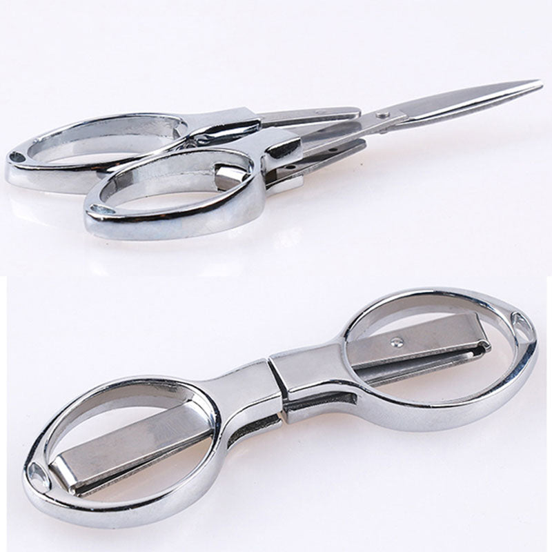 Silver Mini Stainless Steel Folding Keychain Fishing Scissors Glass Shaped Cutter Camping Tool Fishing Pliers Hook Scissors