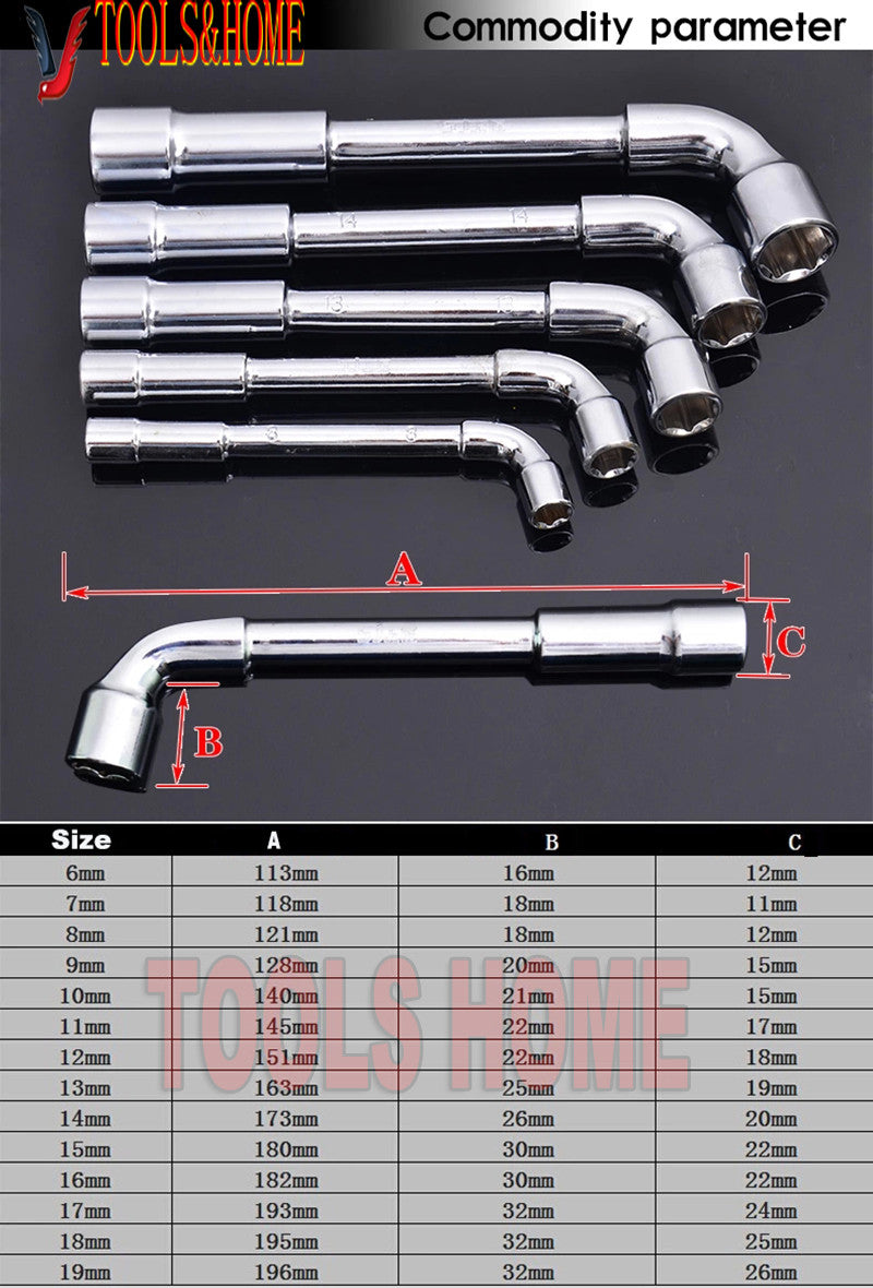 6-24mm L type pipe perforation Outer hexagon sleeves Wrench elbow Double head Wrench Car Repair Tool Kits Auto Spanner for Car