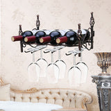 Wall-mounted four-bottle six-cup wine rack Wine Storage Shelf Hanging Shelf Barware Supplies Bar Wall Decor