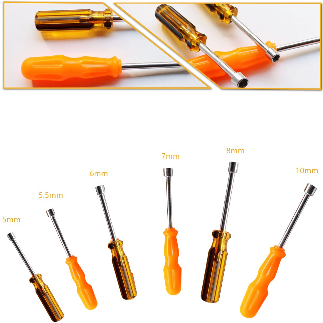 Hot 1PC 5/5.5/6/7/8/10mm Socket Wrench Screw Driver Metal Hex Nut Key Tool Screwdriver Handle Random Color Secondary image