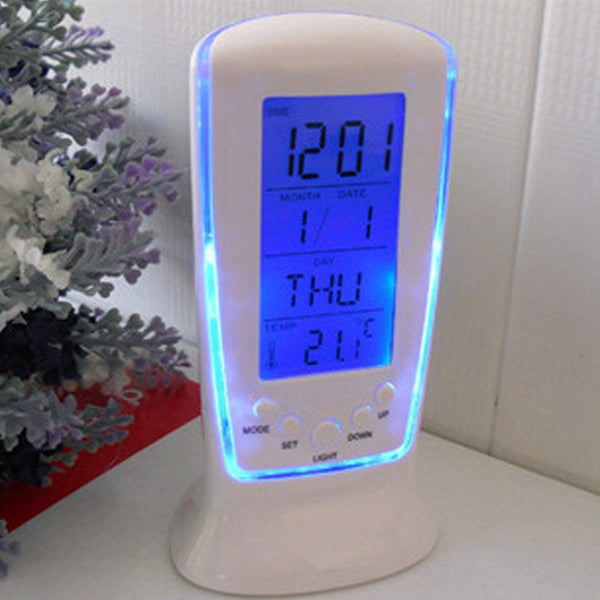 LED Digital Alarm Clock With Blue Backlight LCD Display Calendar Thermometer Desk Clock Reloj Despertador Electronic Watch