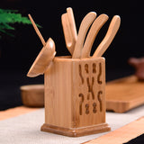 6 Pcs/set Handmade Kung Fu Tea Sets Vintage Puer Knife Spoon Tea Tools Set Tea Ceremony Utensils Chinese Bamboo Clip Strainer