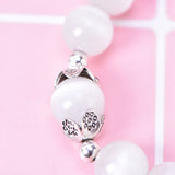 2 pieces/lot Health Care Weight Loss Magnet White Cat Eye Beads Bracelet with Lucky Pendant Therapy Bracelet Anklet
