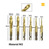 6pcs 1/4 Hex Shank HSS metric Thread tap HSS drill bits spiral trapezoidal tap  Hand Screw Taps M3 M4 M5 M6 M8 M1O tap sets