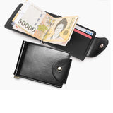 RFID Card Holder Wallet Men Short Money Clip Wallet Metal Leather Slim Male Card Organizer Minimalist Carteras Hombre Tarjetero