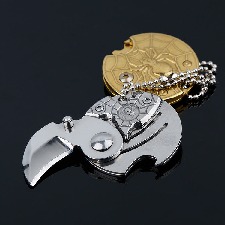 Mini Pocket Knives Outdoor Self-defense EDC Tools Coin Round Steel Folding Blade Knife Portable Gadget KeyRing Pendant Hand Tool