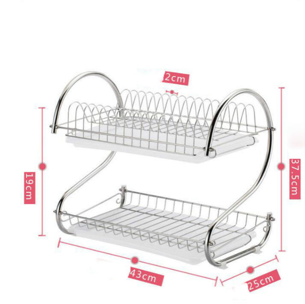 Kitchen stainless steel sink drain rack kitchen shelf DIY dishes cutlery dry drain rack 2 layer storage rack pantry organizer