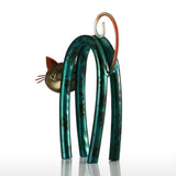 Tooarts Cat Figurines Iron Figurine Metal Design Spring Little Cat Modern tyle Art Home Decoration Craft Gift For Home